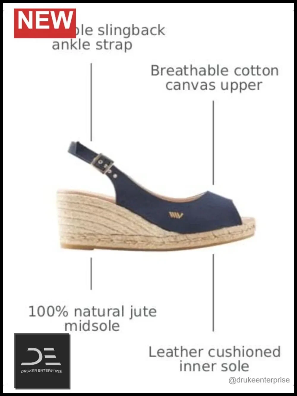 Espadrille Wedge Sandals Slingback Ankle Strap Handmade Cotton Canvas Jute Heel